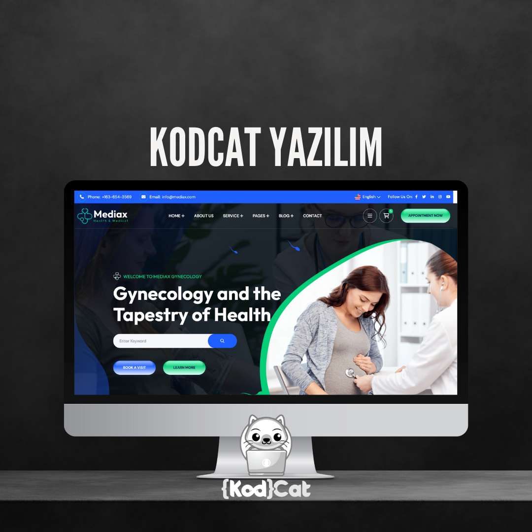 Mersin'de web tasarım ve dijital pazarlama hizmeti veren Kodcat Bilişim tarafından geliştirilen Doktor Websitesi Görseli